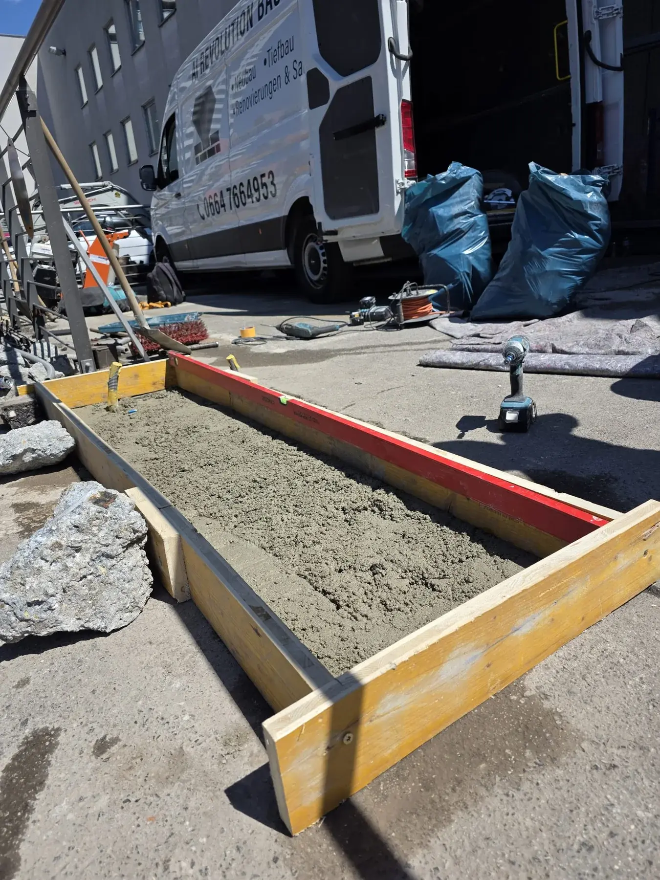 Freshly prepared foundation and concrete work